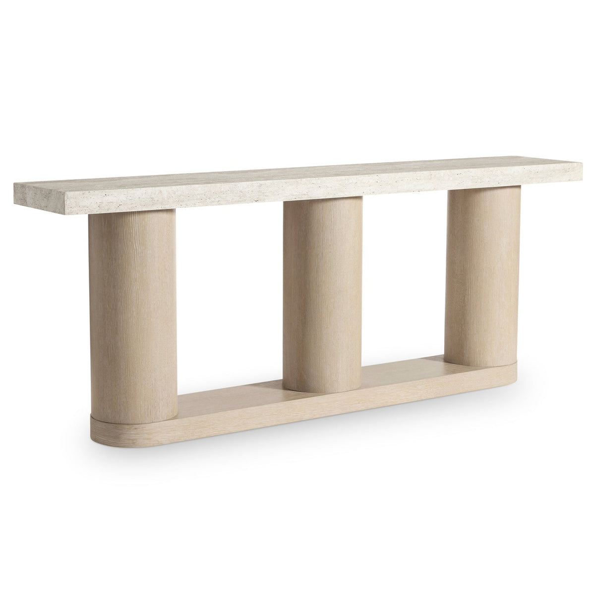 Bernhardt Living Asana Faux Stone Console Table in Tan, front view