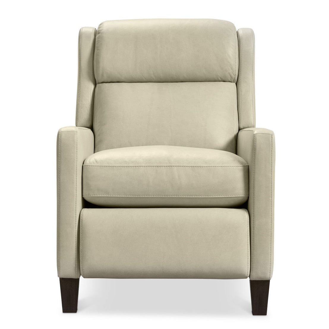 Bernhardt Motion Hampton Leather Recliner in Cream, side profile