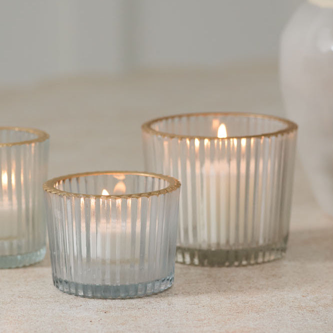 Ritzy Votive Candle Holder Set of 6, a clear glass home decor accent