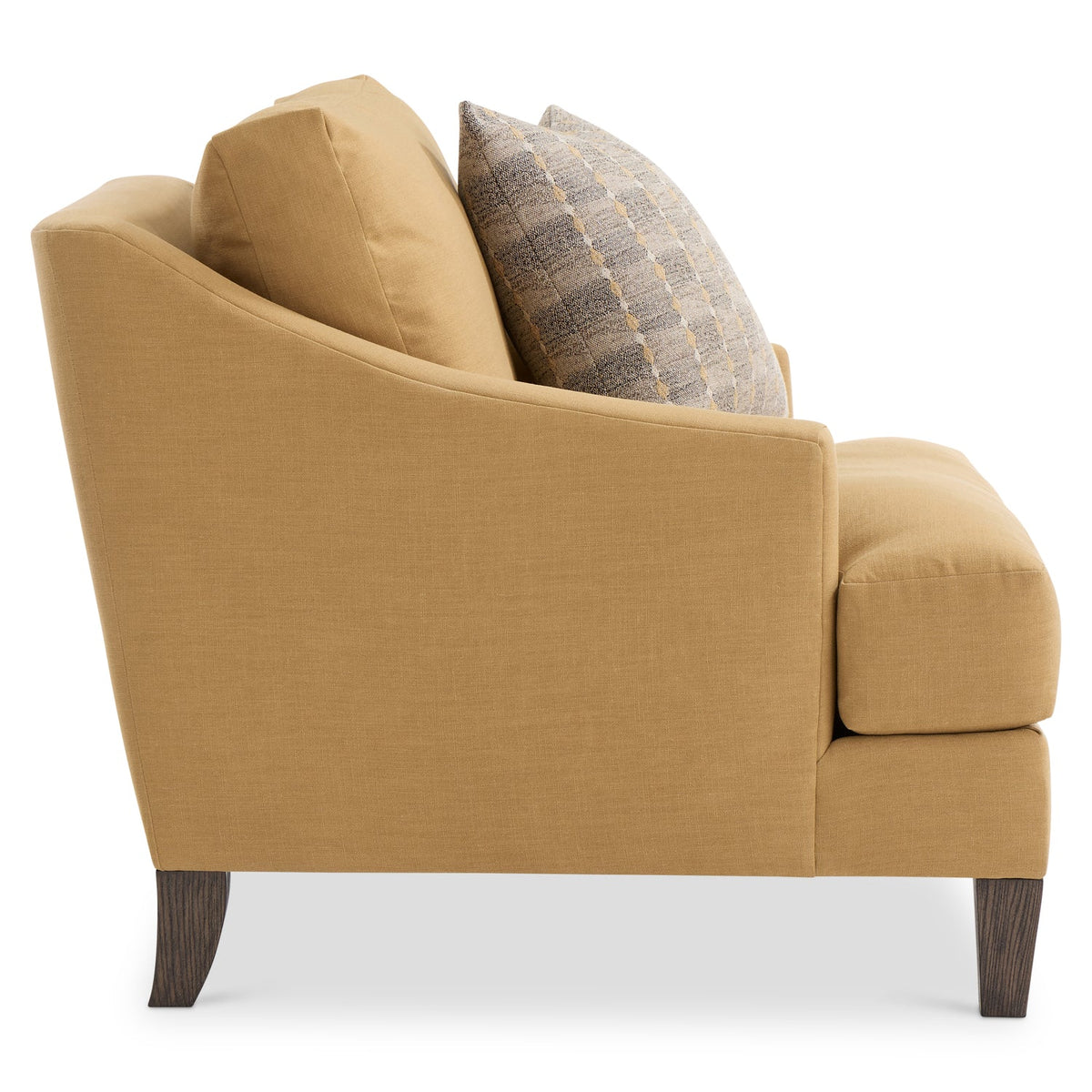 Bernhardt Living Marisol Fabric Chair in Camel, side profile