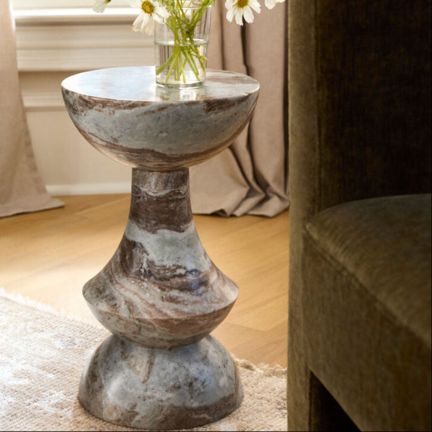 Sheena Brown Marble Accent Table