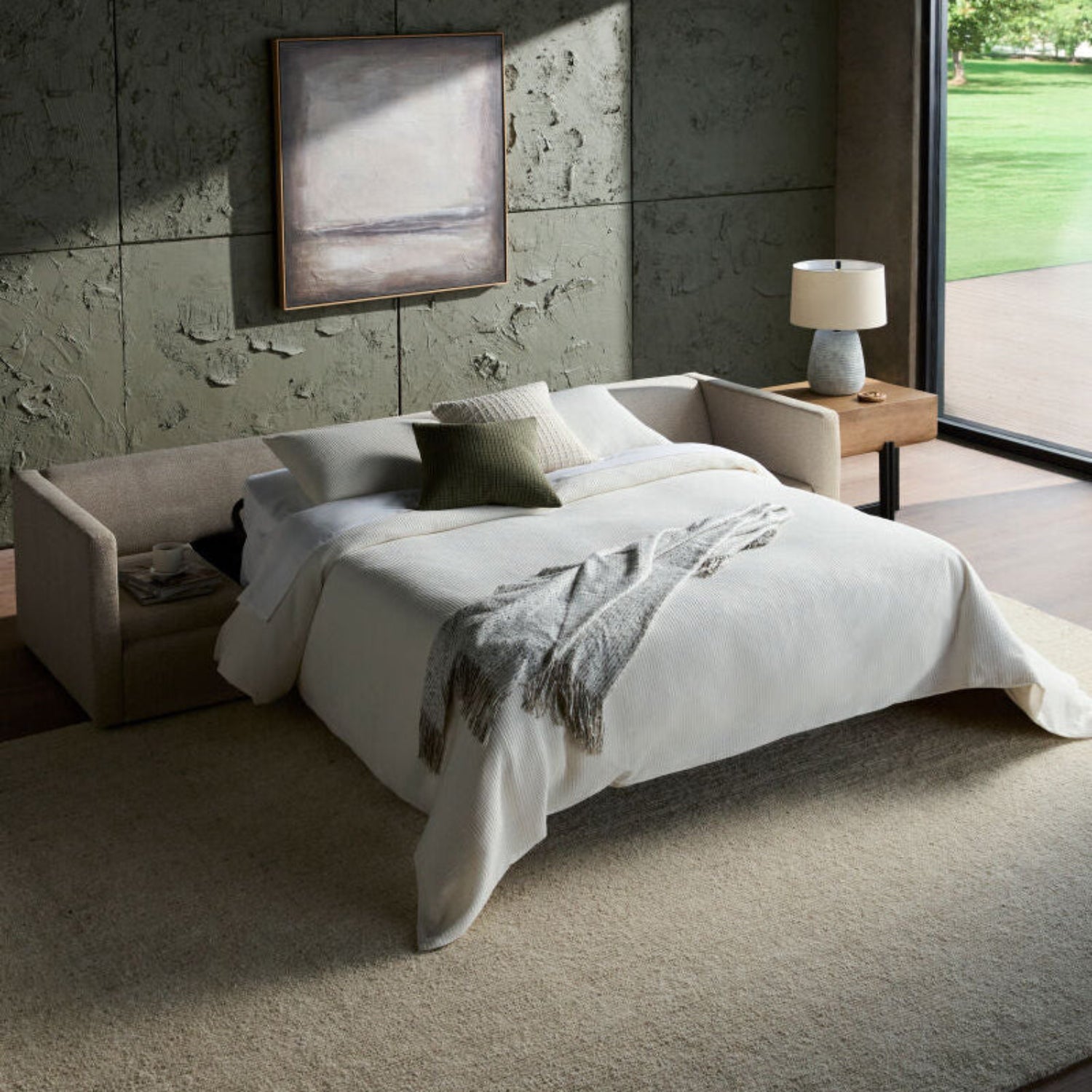 Sukhi Light Beige Sleeper Sectional Sofa