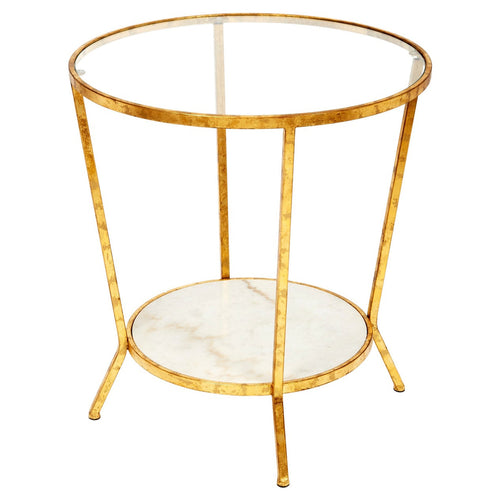 Old World Design Phillips White Marble & Gold Side Table