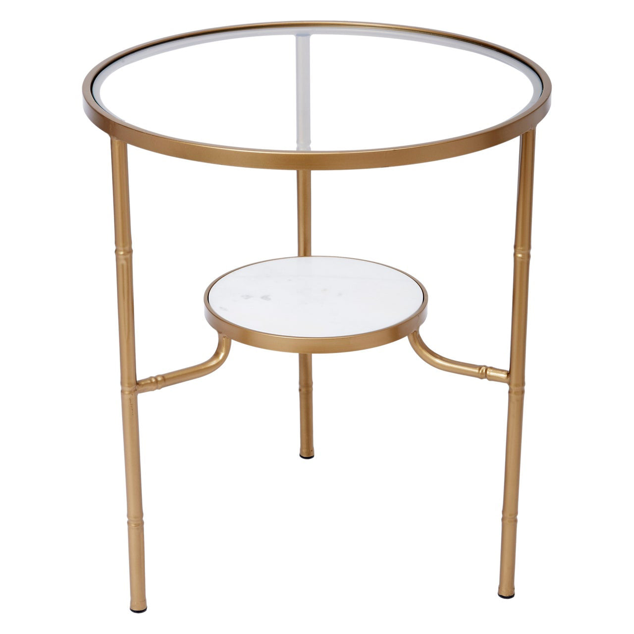 Old World Design Somerville Gold And White Marble Accent Table