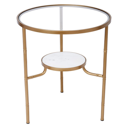 Old World Design Somerville Gold And White Marble Accent Table