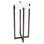 Old World Design Square White Marble Accent Table