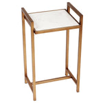 Old World Design Rectangular White Marble Accent Table