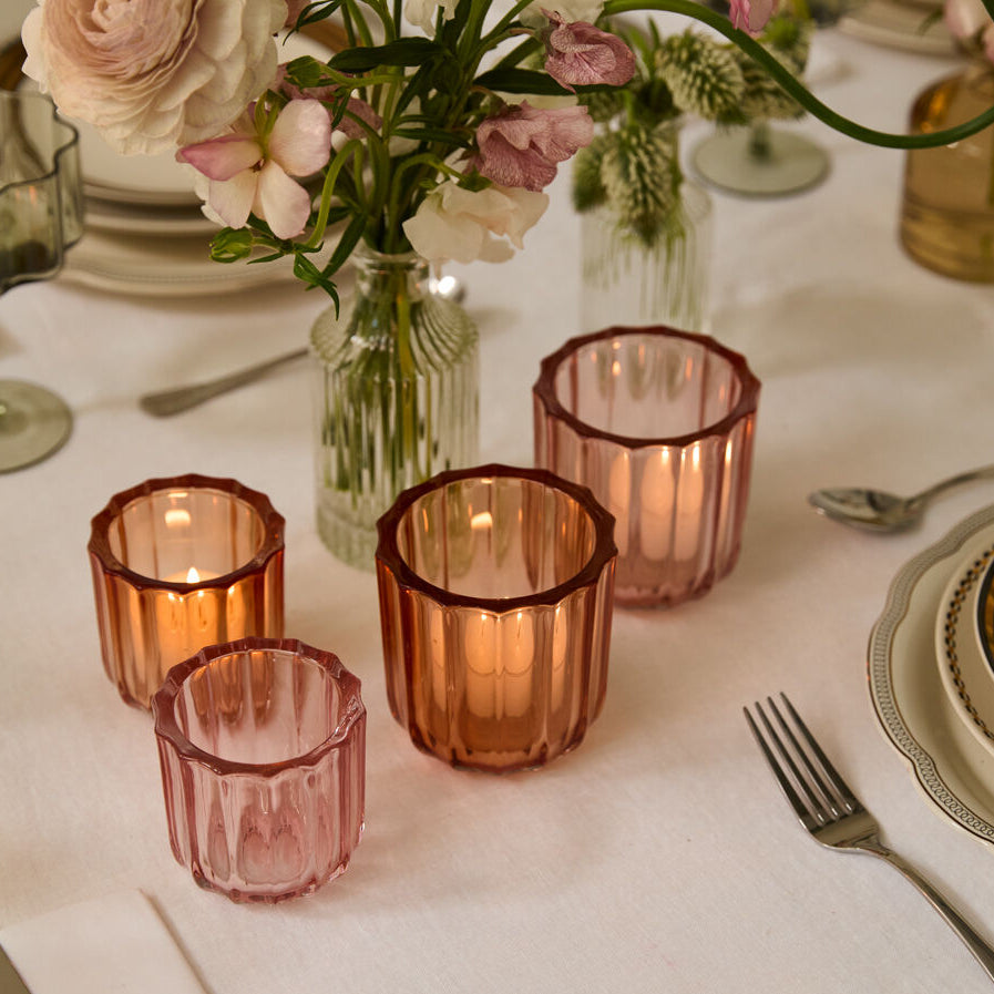 Tanger Votive Candle Holder Set of 4 shown as a styled home décor accent