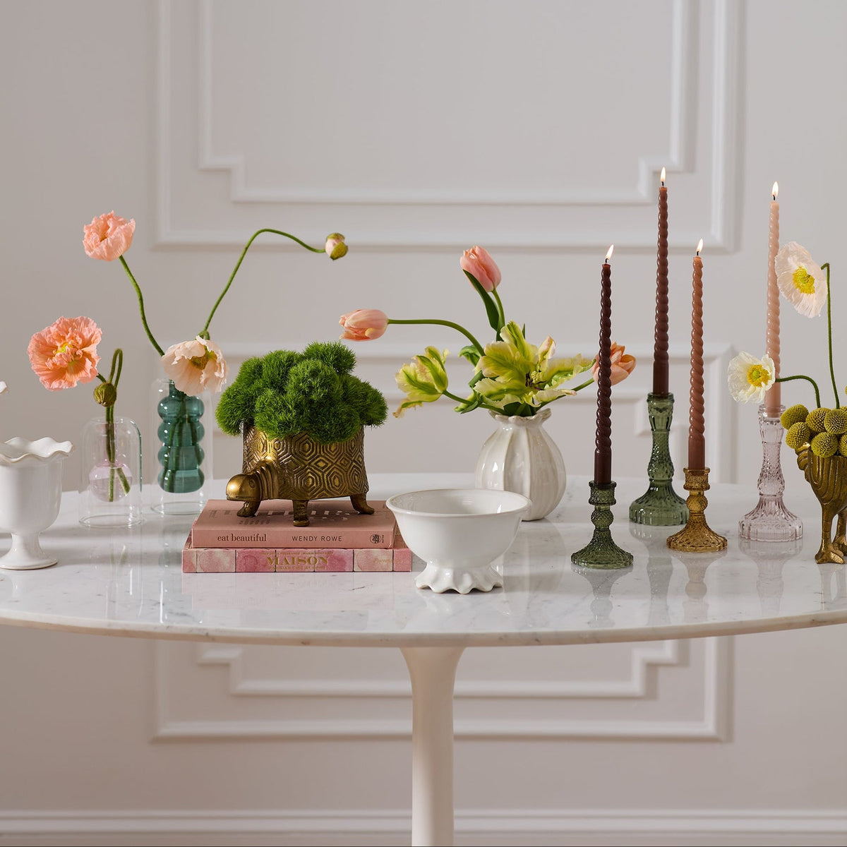 Tommie Turtle Pot part of a curated tabletop arrangement