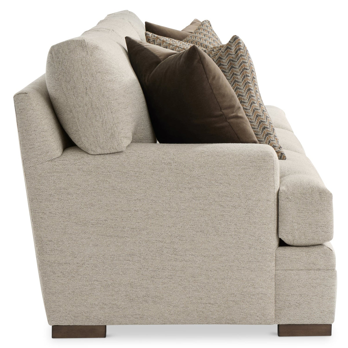 Bernhardt Living Fairfax Fabric Sofa in Beige, side profile