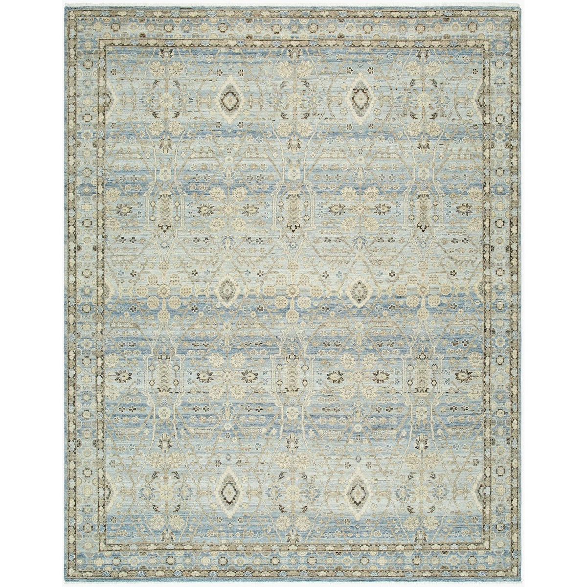 Surya Khorasan KHO-2304 Hand Knotted Rug shown flat displaying its sky blue hand knotted design