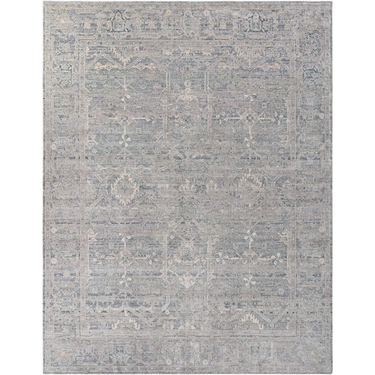 Surya Aleyna ANE-2303 Hand Knotted area rug in 75% Viscose, 25% Wool, shown in Light Gray, Denim, Pale Blue