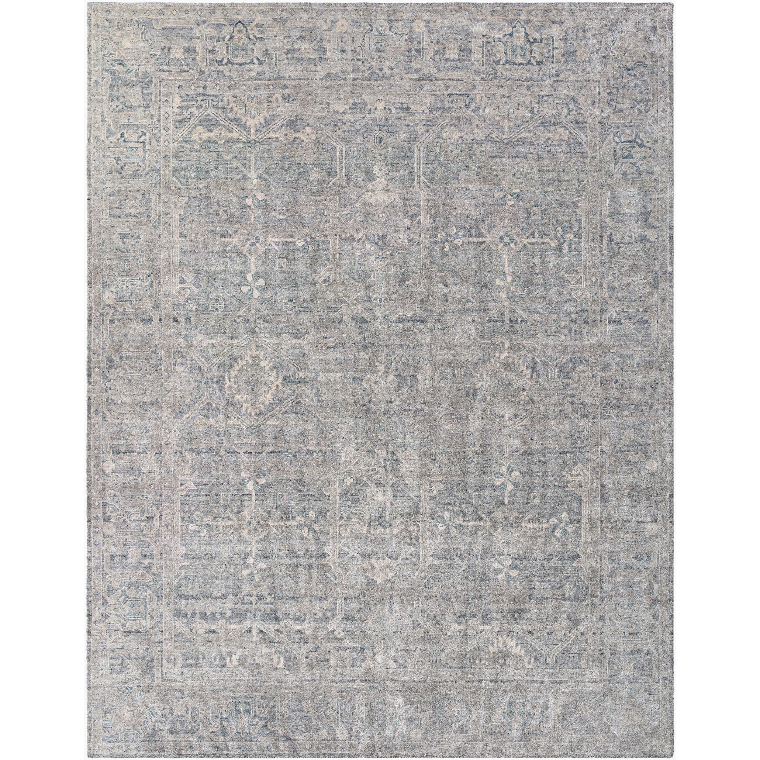 Surya Aleyna ANE-2303 Hand Knotted area rug in 75% Viscose, 25% Wool, shown in Light Gray, Denim, Pale Blue