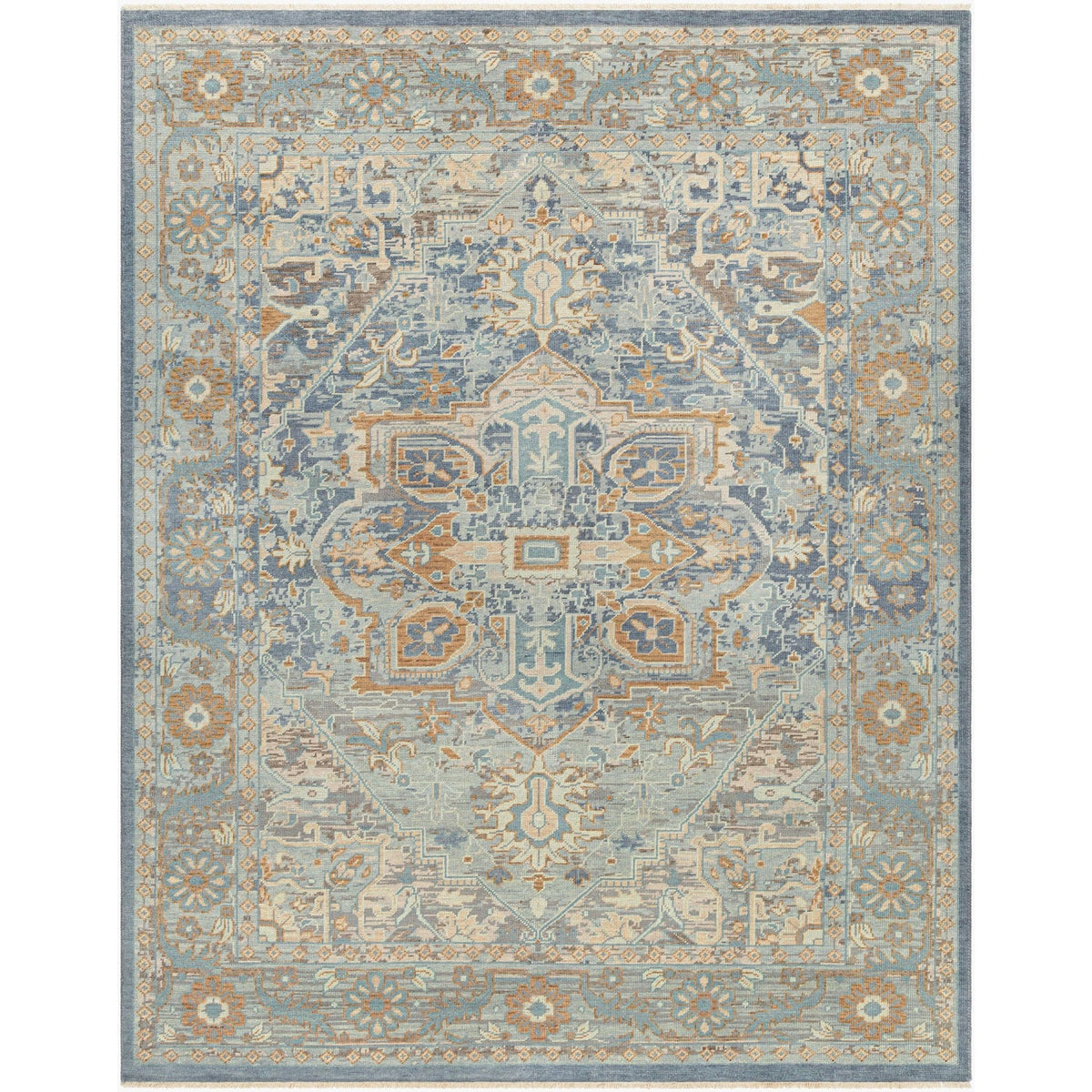 Surya Cappadocia CPP-5034 Hand Knotted Rug in pale blue, medium gray and charcoal
