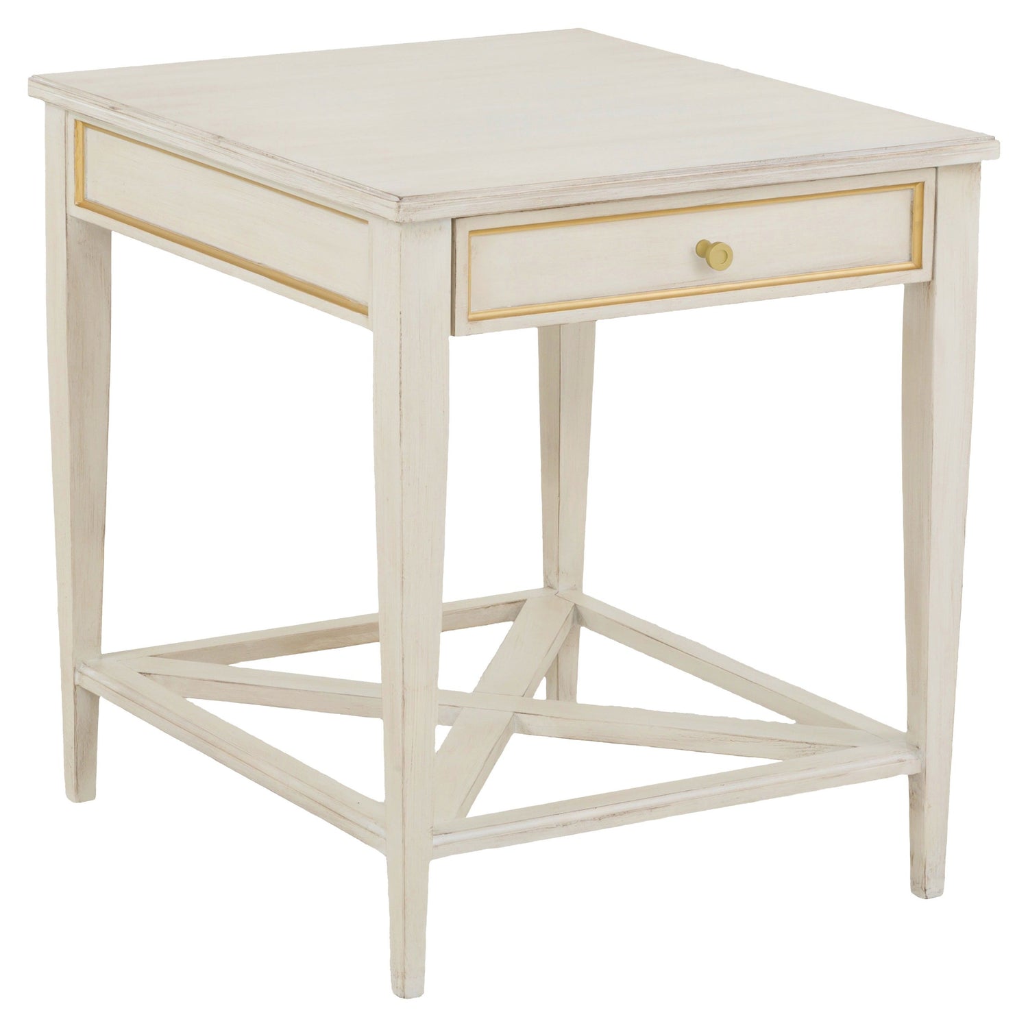 Fairfield Chair Matteo Linea Champagne Mist Rectangular One Drawer End Table Set of 2 in Champagne Mist