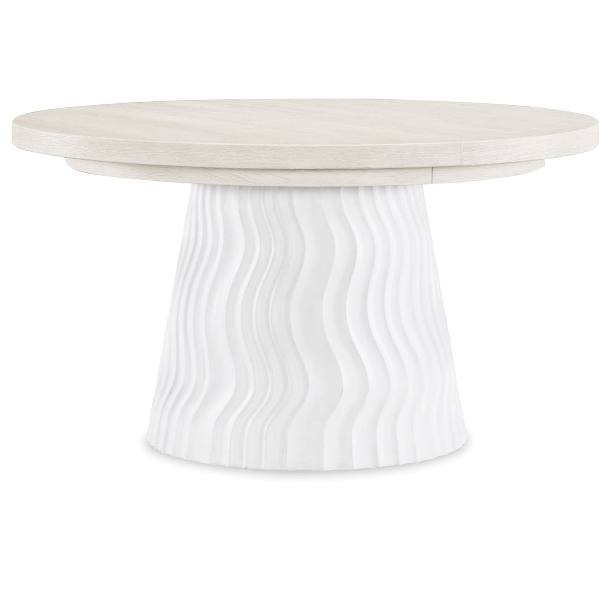 Margaritaville Aruba Round Dining Table in Sun-Bleached top / Textured Plaster base, primary product view