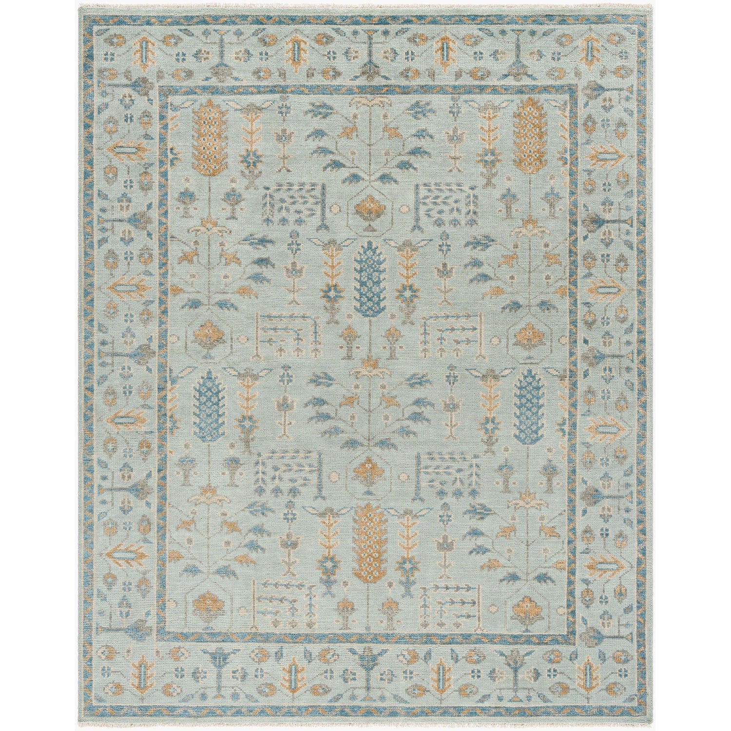 Surya Riviera RIV-2304 Hand Knotted Rug shown flat displaying its sky blue hand knotted design