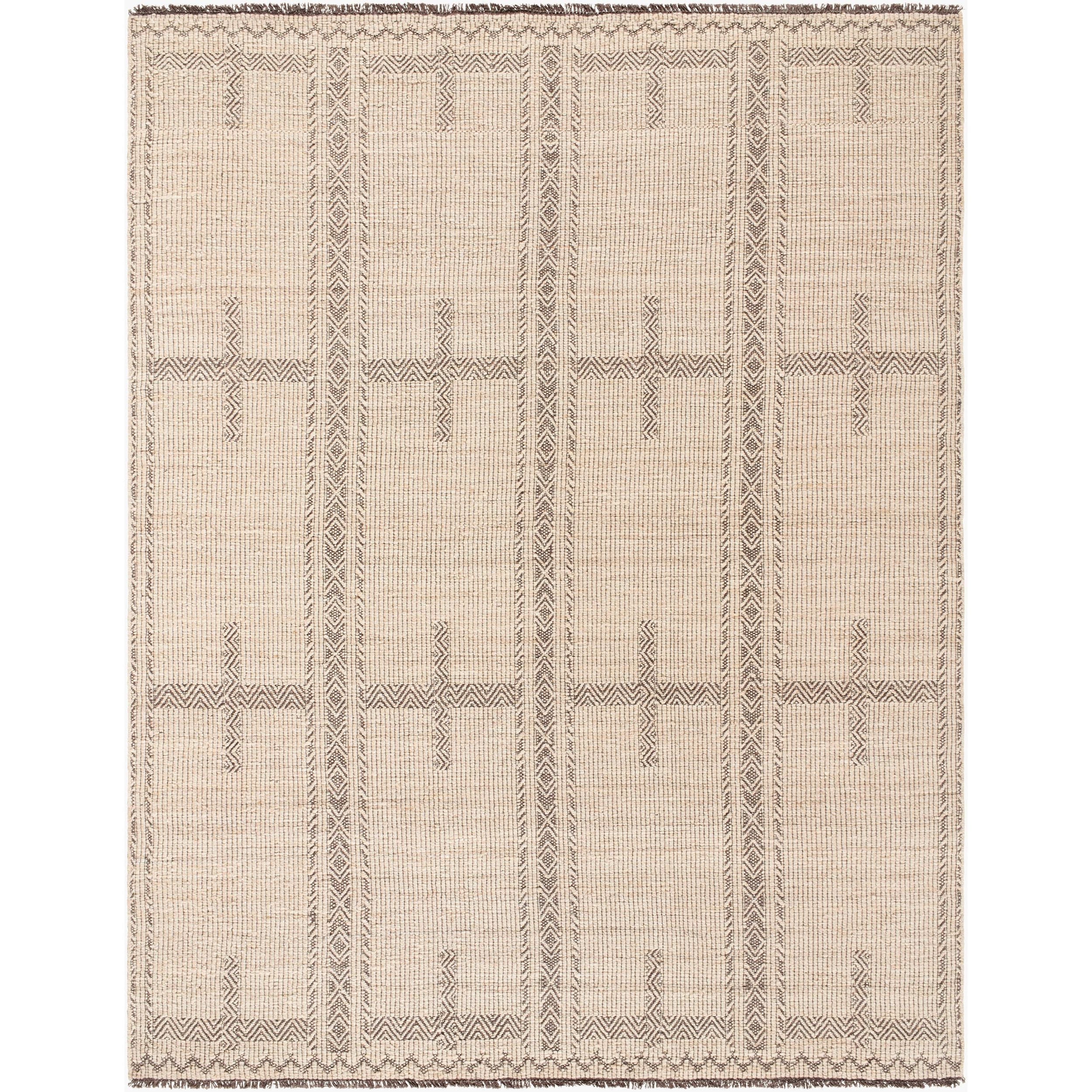 Surya Irfan IRF-2300 Hand Woven Rug in wool and cotton, Beige, Charcoal, Taupe