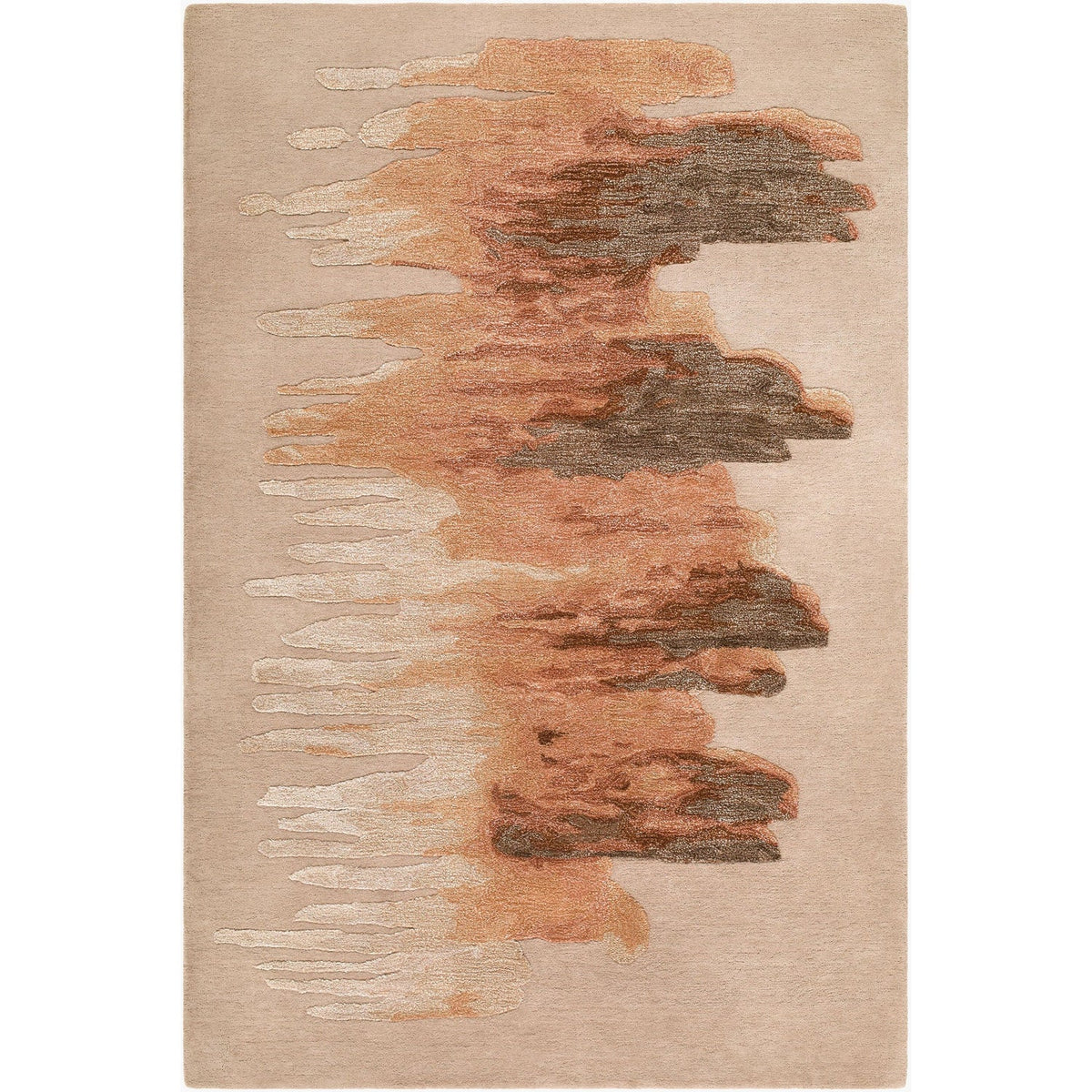 Surya Hiroshima HIO-2300 Hand Tufted Rug in Warm Taupe, Burnt Sienna, Charcoal, Sandy Beige and Copper