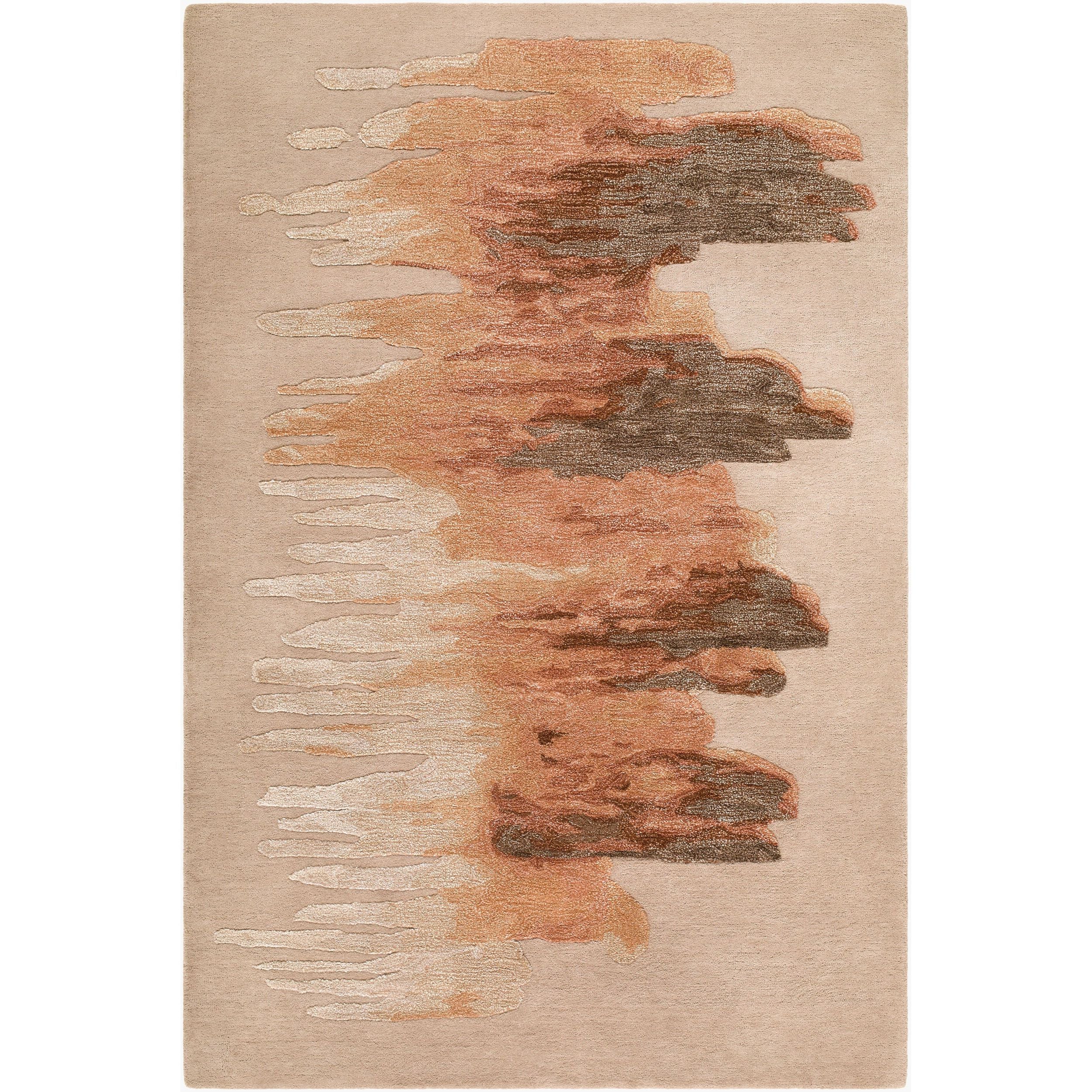 Surya Hiroshima HIO-2300 Hand Tufted Rug in Warm Taupe, Burnt Sienna, Charcoal, Sandy Beige and Copper