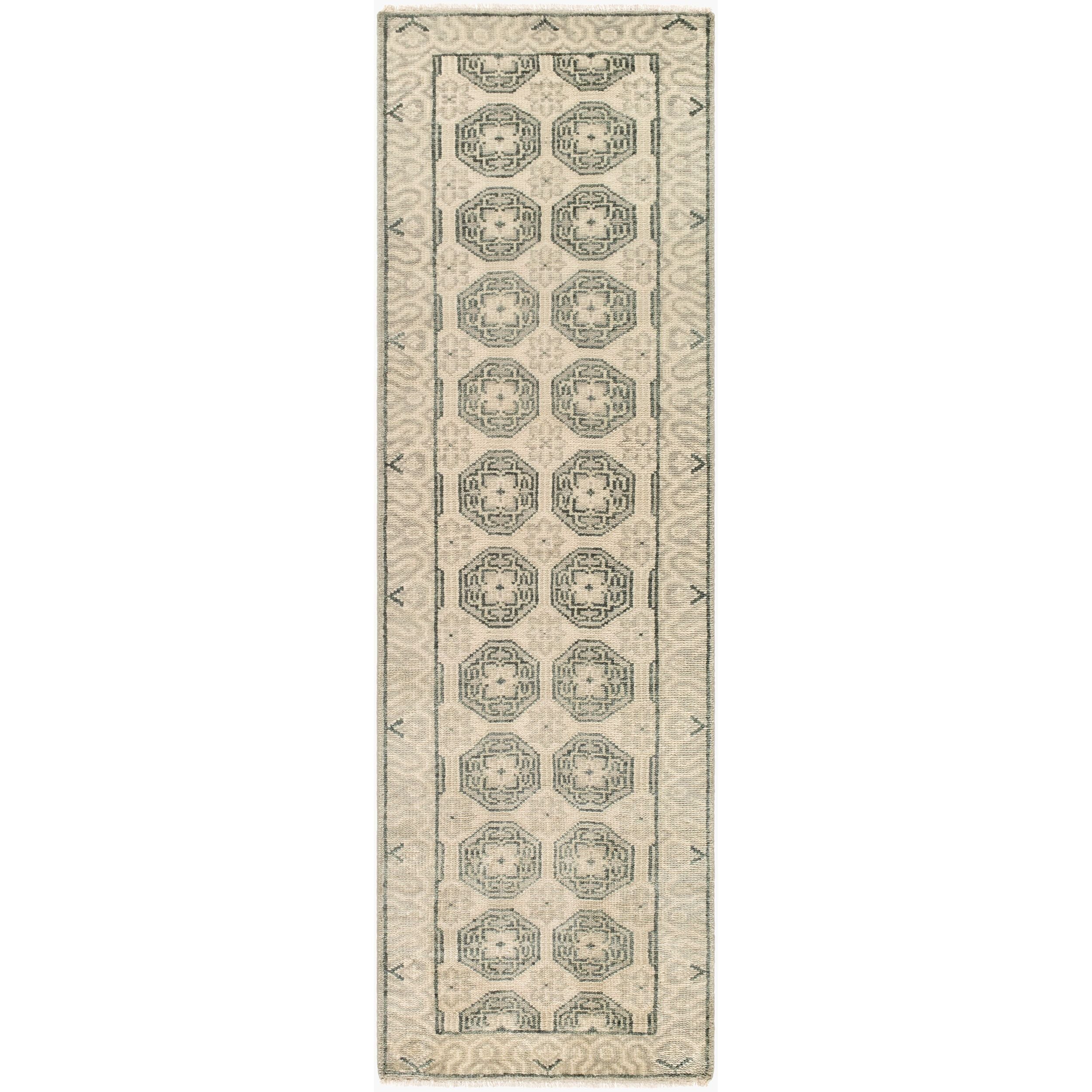 Surya Riviera RIV-2301 Hand Knotted Rug shown flat to display its charcoal pattern
