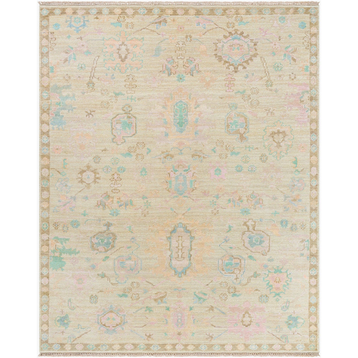 Surya Antalya AAT-2307 Hand Knotted Rug in Denim, Dark Brown, Taupe, Blue, Medium Gray and Gray