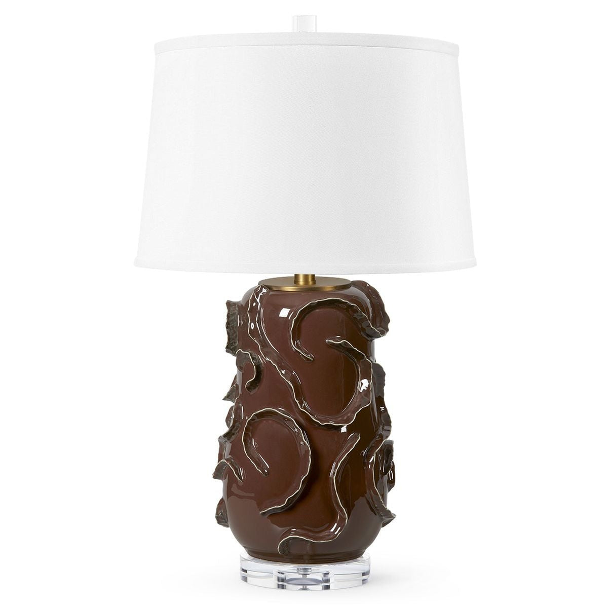 Villa and House Vinework Table Lamp with Shade 17-inch White Linen, with Gold