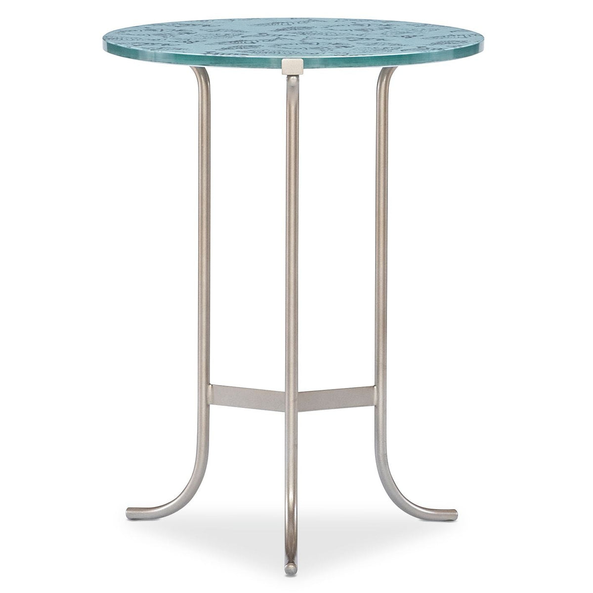 Margaritaville Batik Accent Table in Reverse-painted Glass Top with Metal Base, primary product view