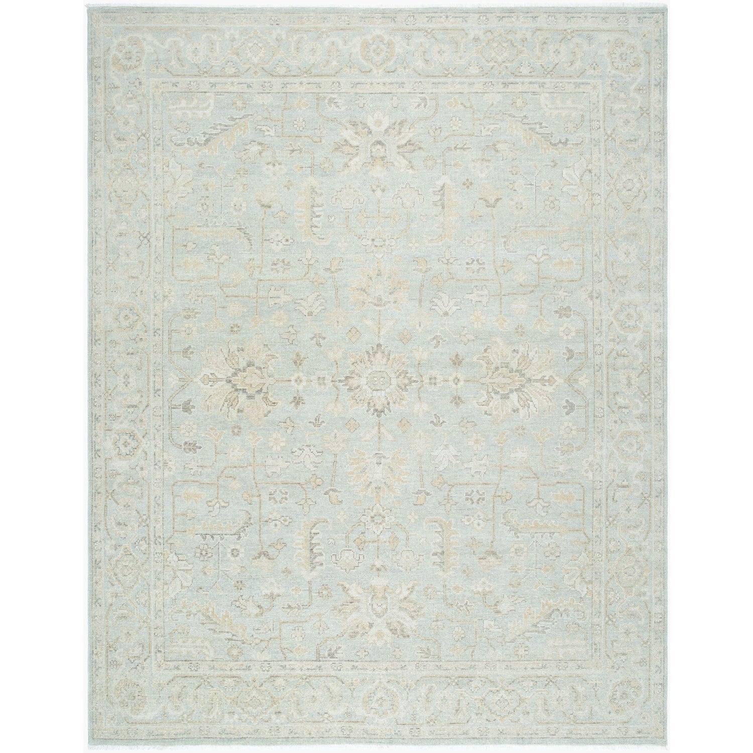 Surya Anelka ANK-2300 Hand Knotted area rug in 100% Wool, shown in Pale Sage, Soft Ivory, Light Taupe