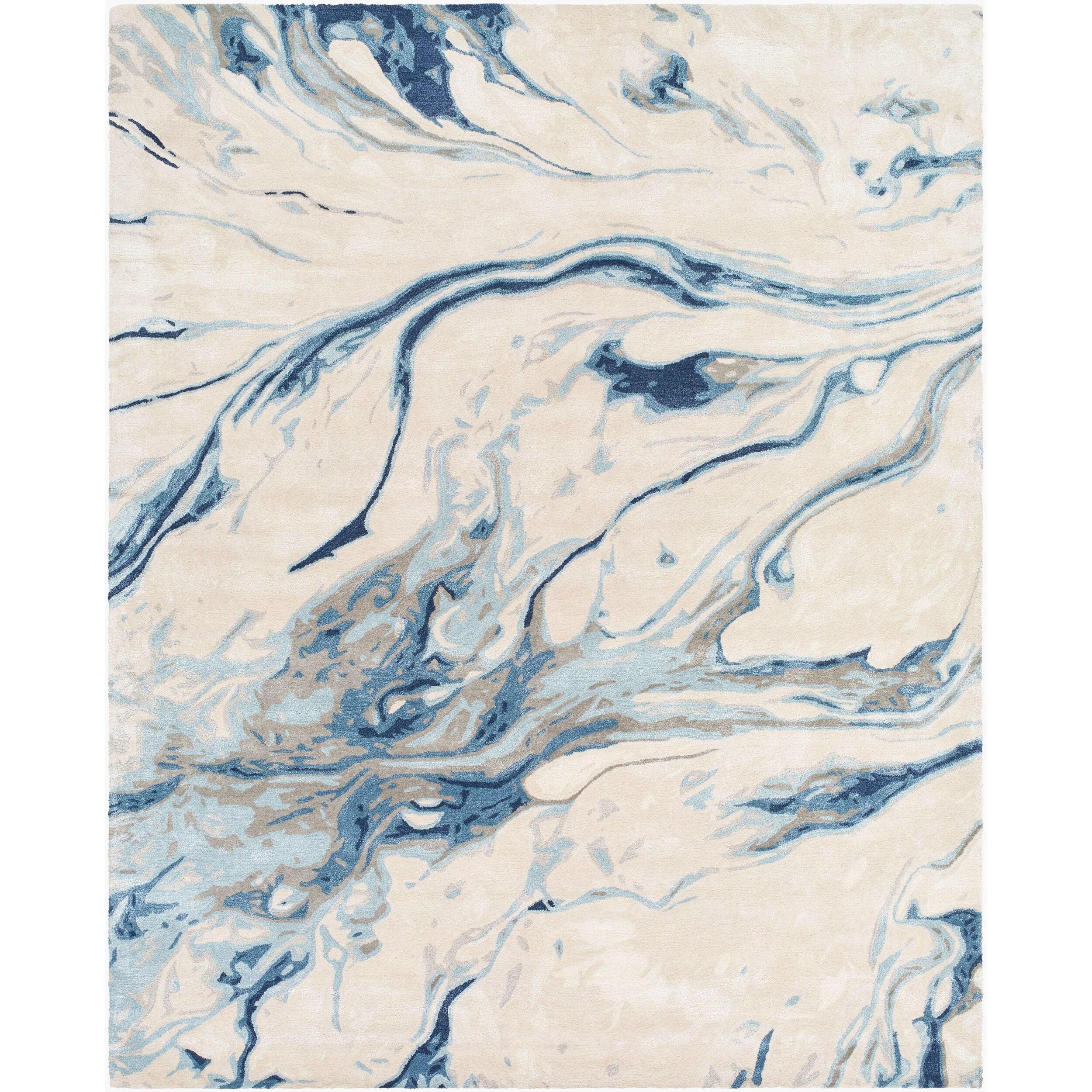 Surya Kavita KVT-2315 Hand Tufted Rug in navy, denim, and gray