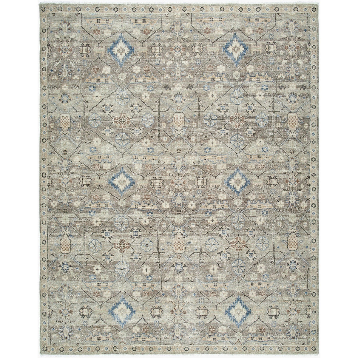 Surya Anelka ANK-2302 Hand Knotted area rug in 100% Wool, shown in Taupe, Slate Gray, Ivory