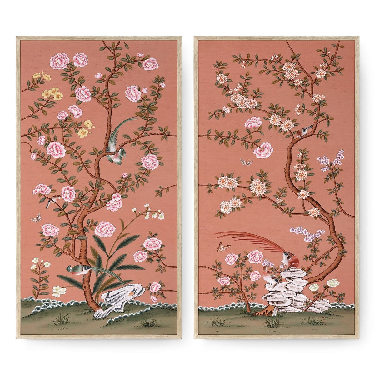 Villa and House Russet Terrace Framed Silk Panel Pair