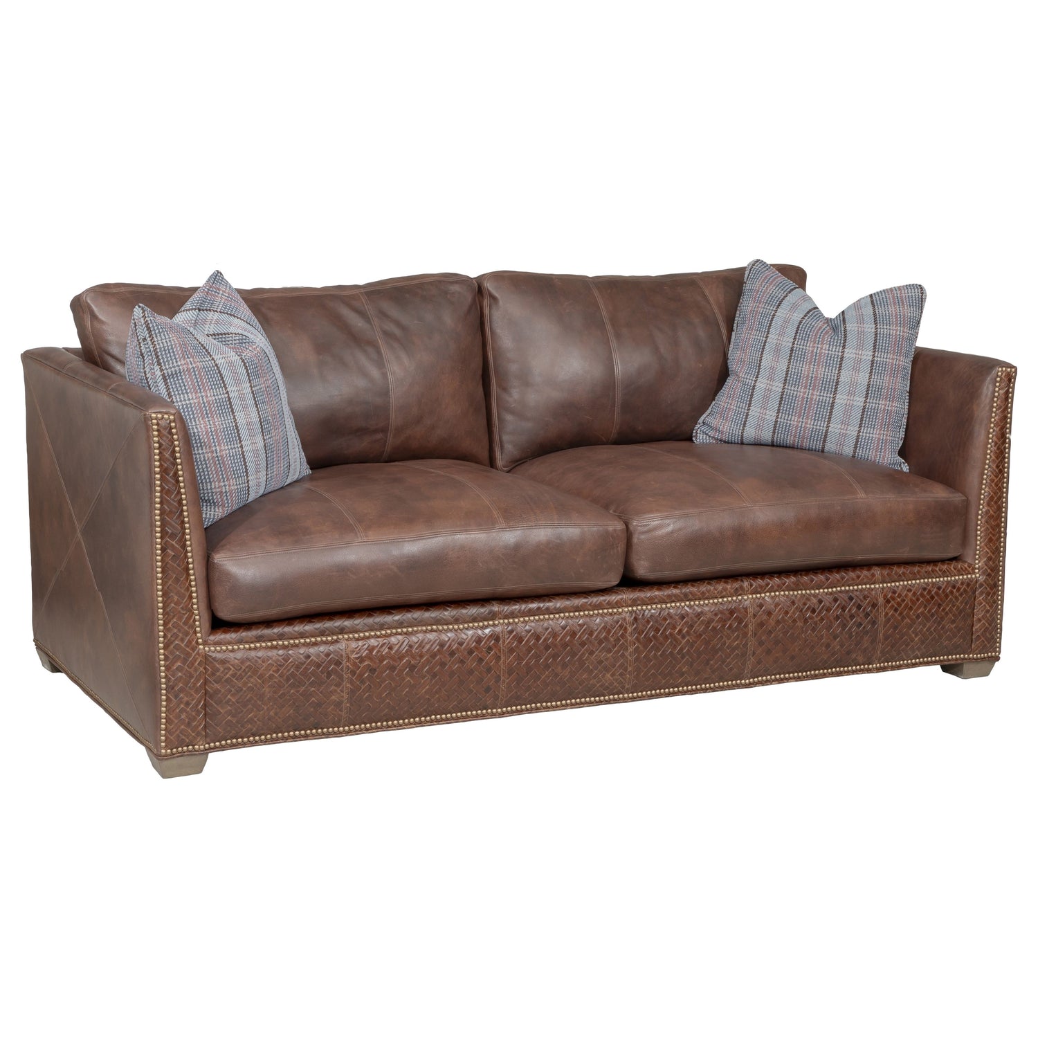 Fairfield Chair Chesterfield Sofa w/2 Pillows shown in Caramel