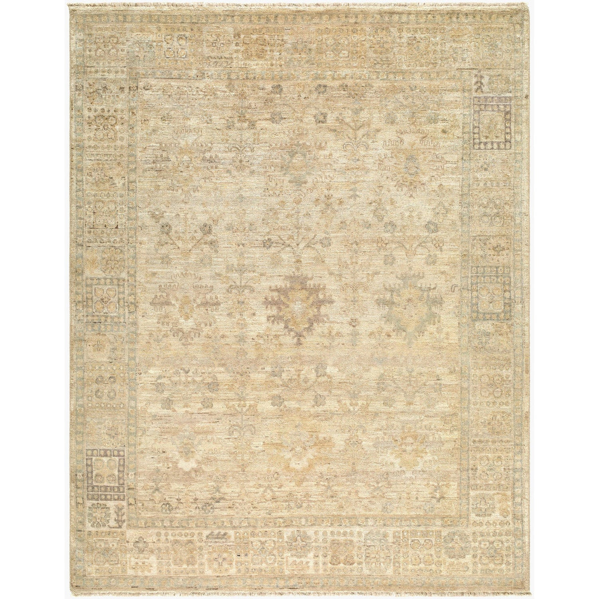 Surya Khotan KHT-2306 Hand Knotted Rug shown flat to display its beige pattern