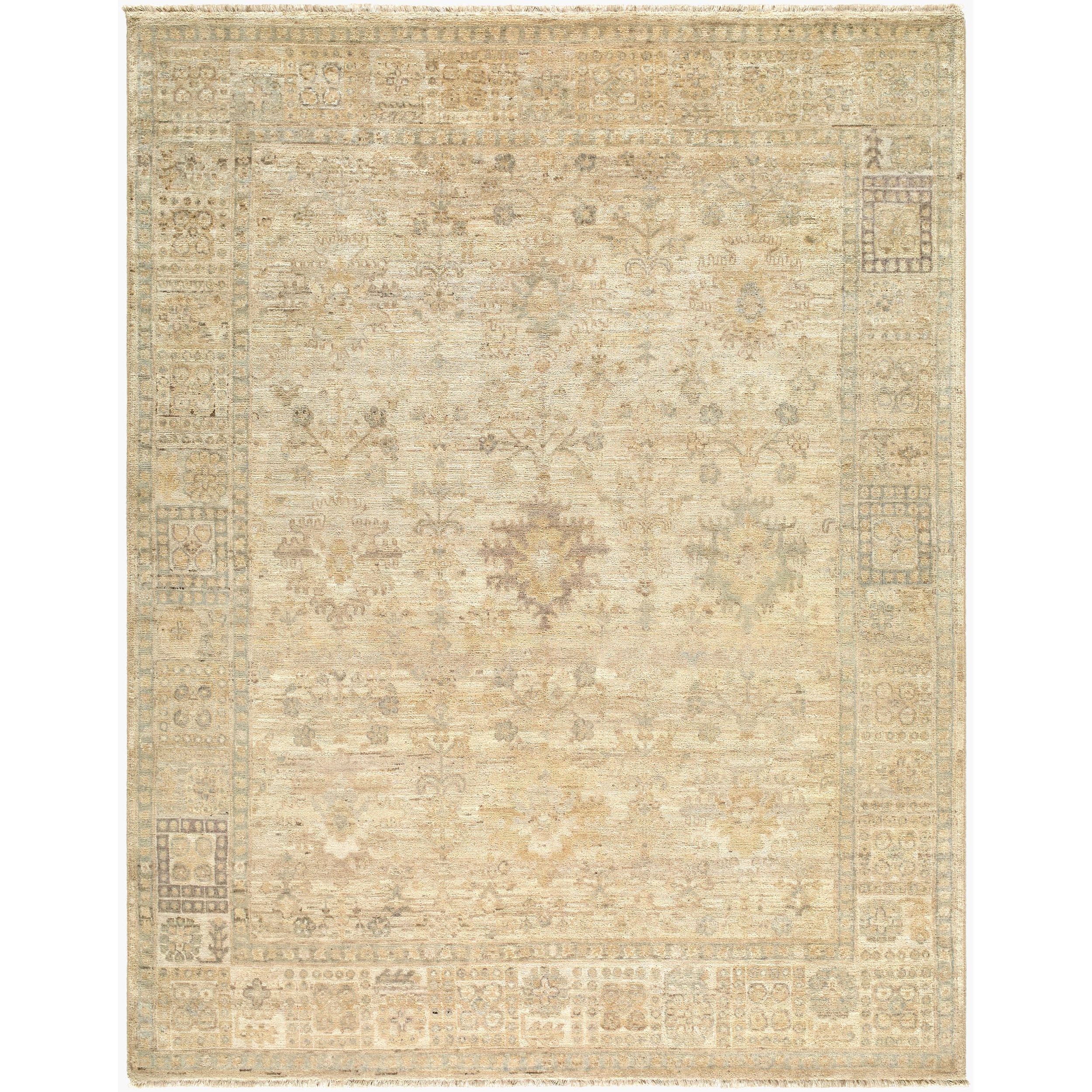 Surya Khotan KHT-2306 Hand Knotted Rug shown flat to display its beige pattern