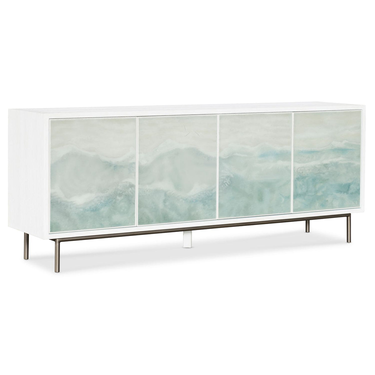 Margaritaville Bubbles Up Credenza in Sun-Bleached body with Sea Spray door fronts, primary product view