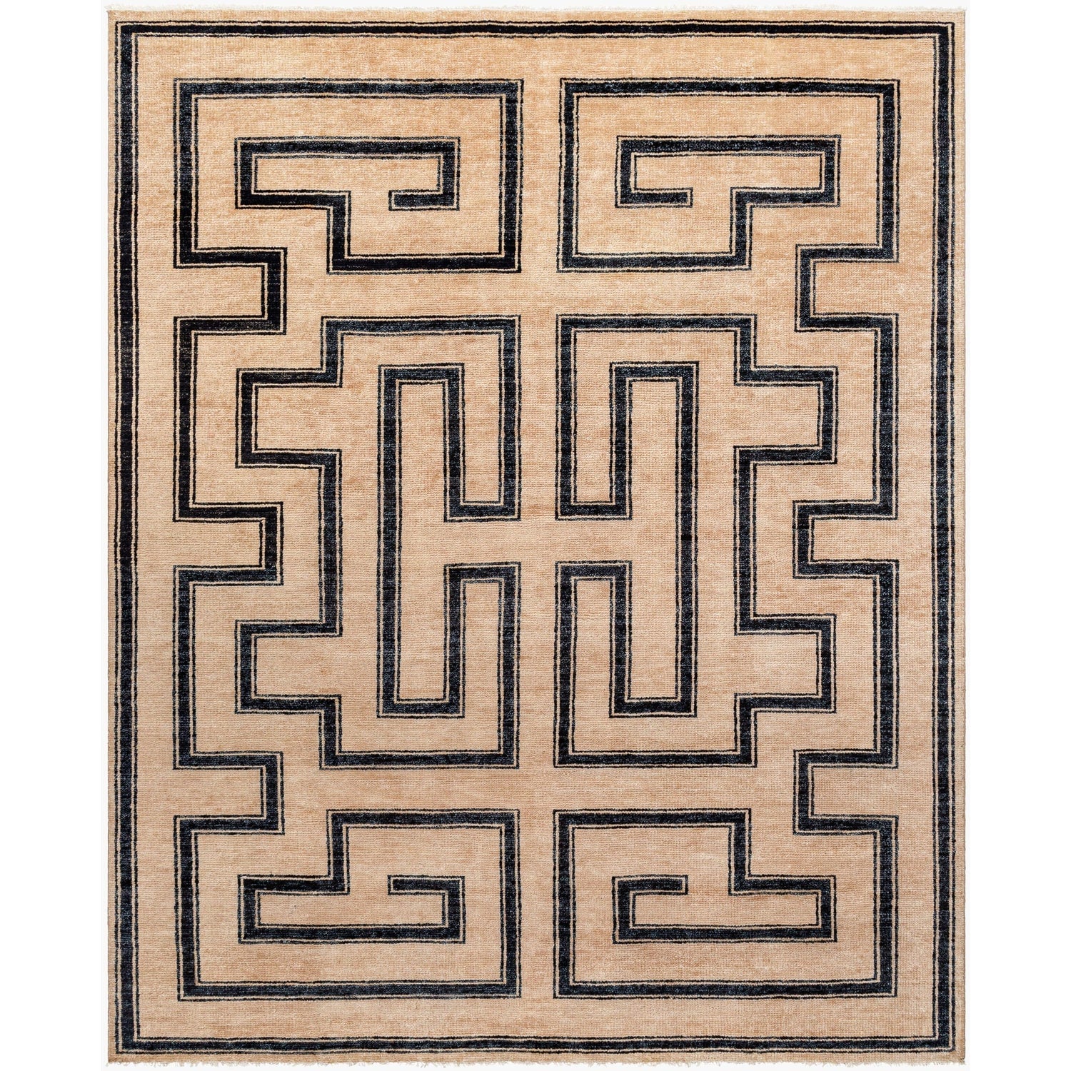 Surya Riviera RIV-2303 Hand Knotted Rug shown flat displaying its beige hand knotted design