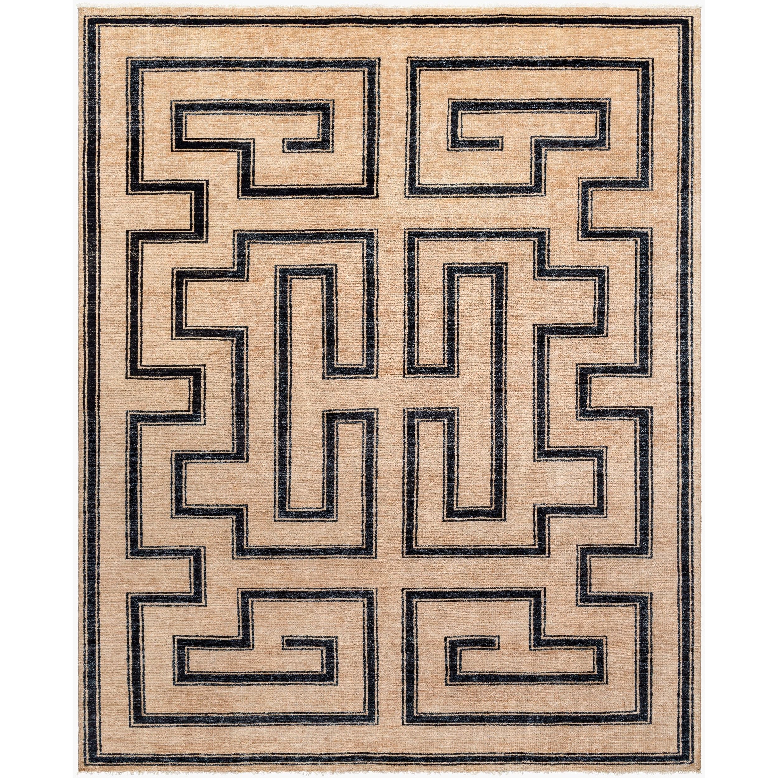 Surya Riviera RIV-2303 Hand Knotted Rug shown flat displaying its beige hand knotted design