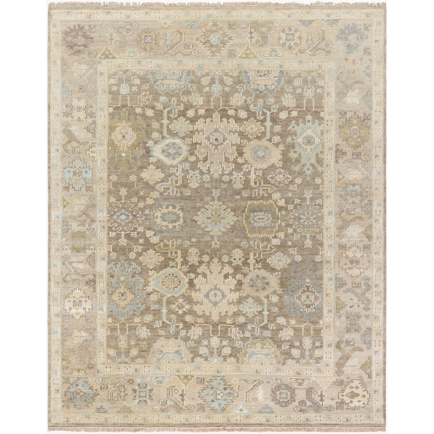 Surya Antalya AAT-2312 Hand Knotted Rug in Olive, Light Brown and Taupe