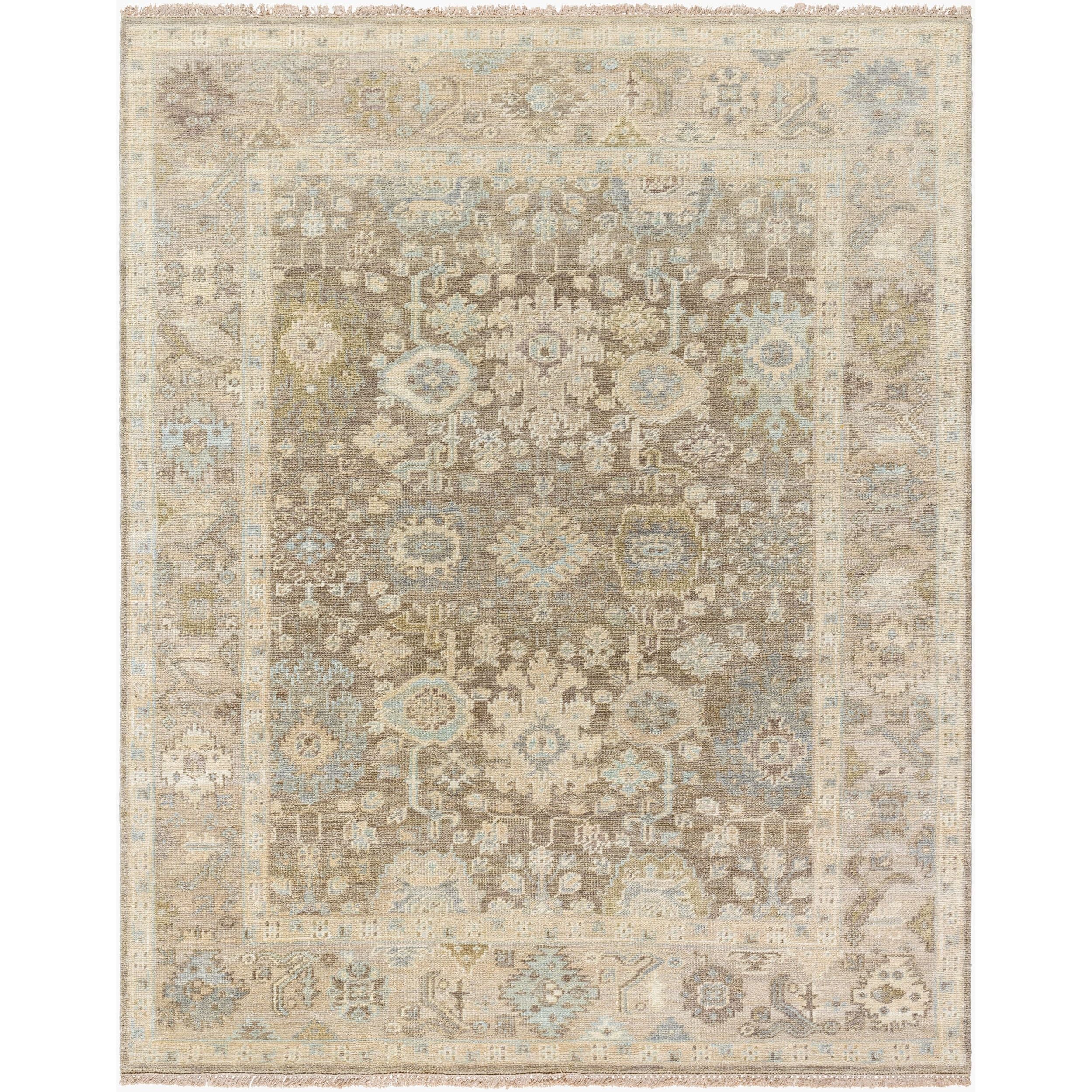 Surya Antalya AAT-2312 Hand Knotted Rug in Olive, Light Brown and Taupe