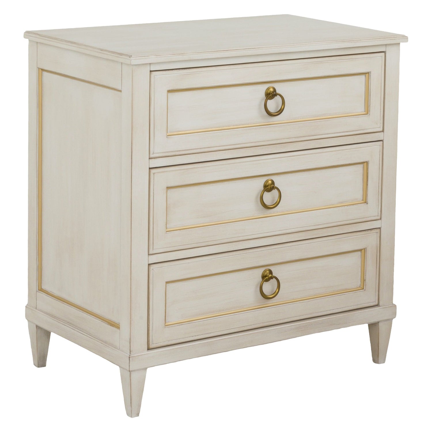Fairfield Chair Matteo Palazzo Champagne Mist Three Drawer Nightstand Set of 2 shown in Champagne Mist