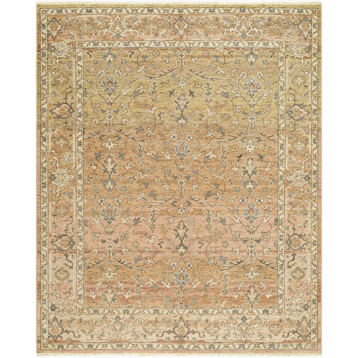 Surya Agra AAA-2301 Hand Knotted Rug in Terracotta, Sandstone, Olive, Slate and Ivory