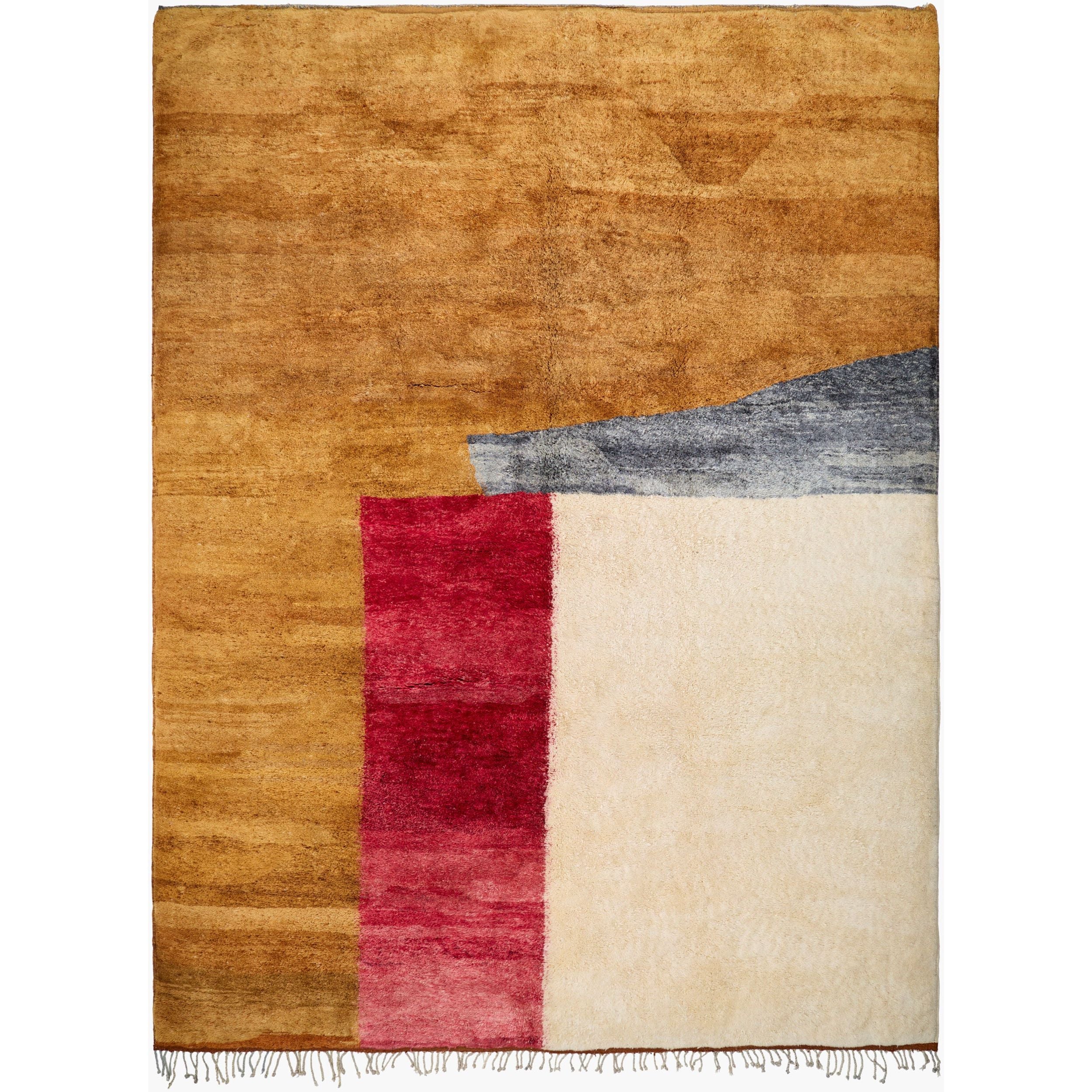 Surya Reproduction One of a Kind ROOAK-1008 Hand Woven Rug in caramel, crimson, ivory and slate gray