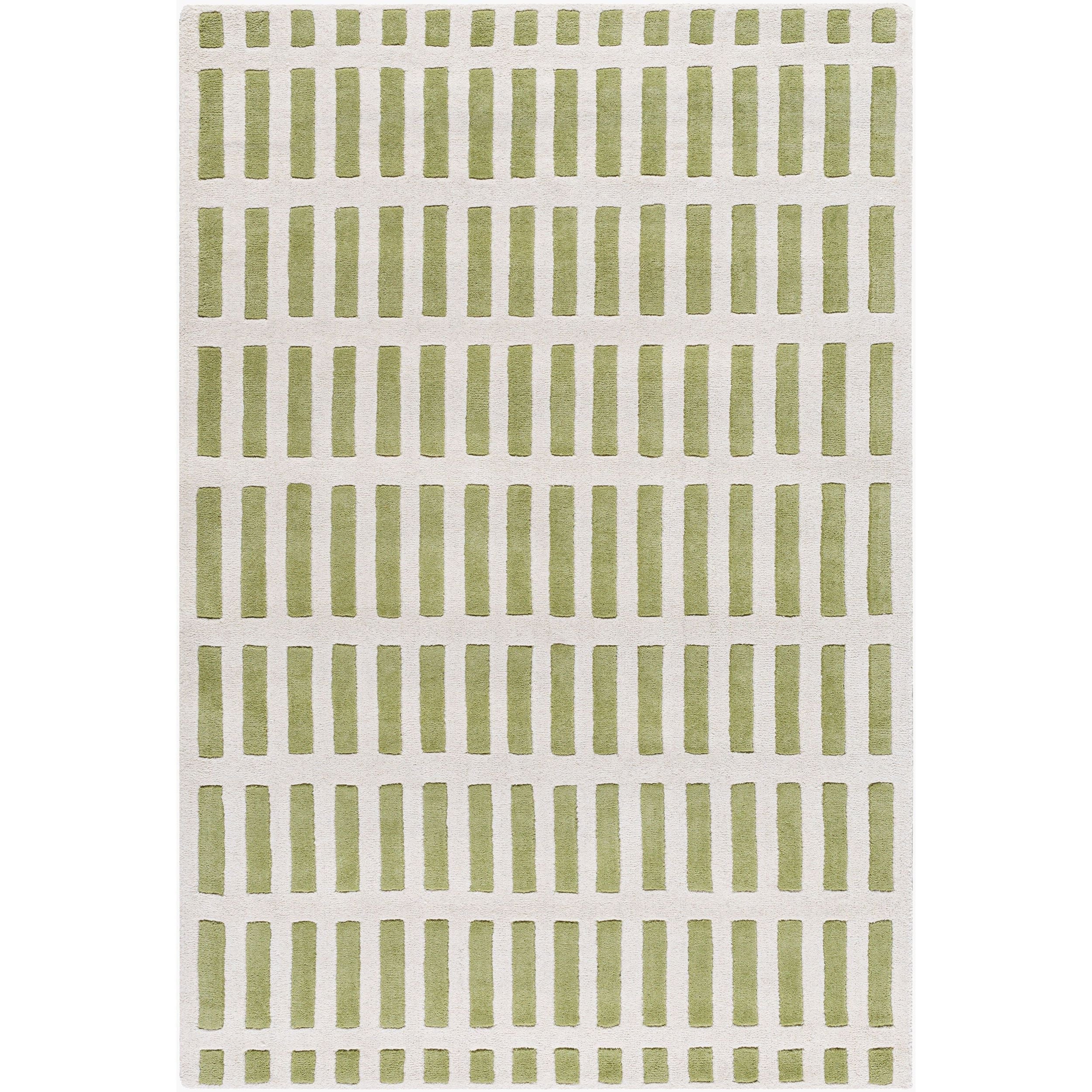 Jason Wu x Surya Jason Wu JSW-1001 Hand Tufted Rug shown flat displaying its sage green hand tufted design