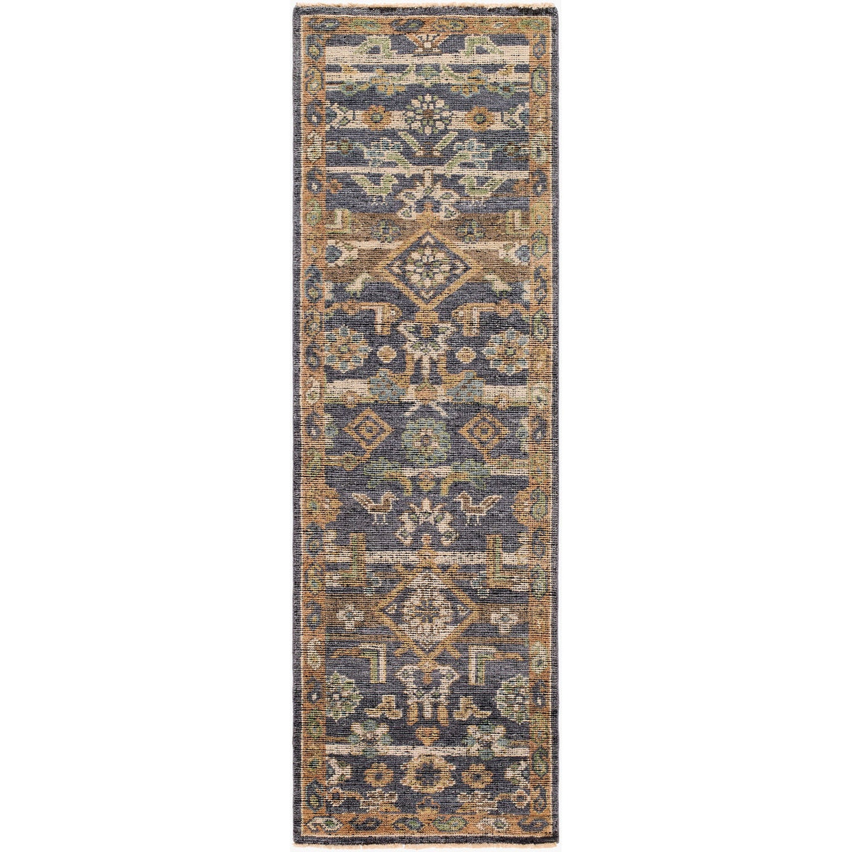 Surya Reign REG-2324 Hand Knotted Rug in wool and viscose, Navy, Sage, Olive, Oatmeal, Brown