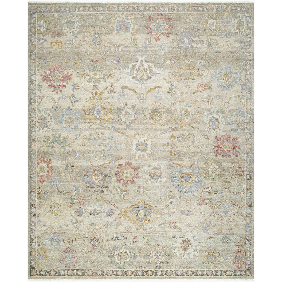 Surya Anelka ANK-2305 Hand Knotted Rug in pure wool, Ivory, Sage, Lavender, Mustard, Crimson, Sky Blue, Olive