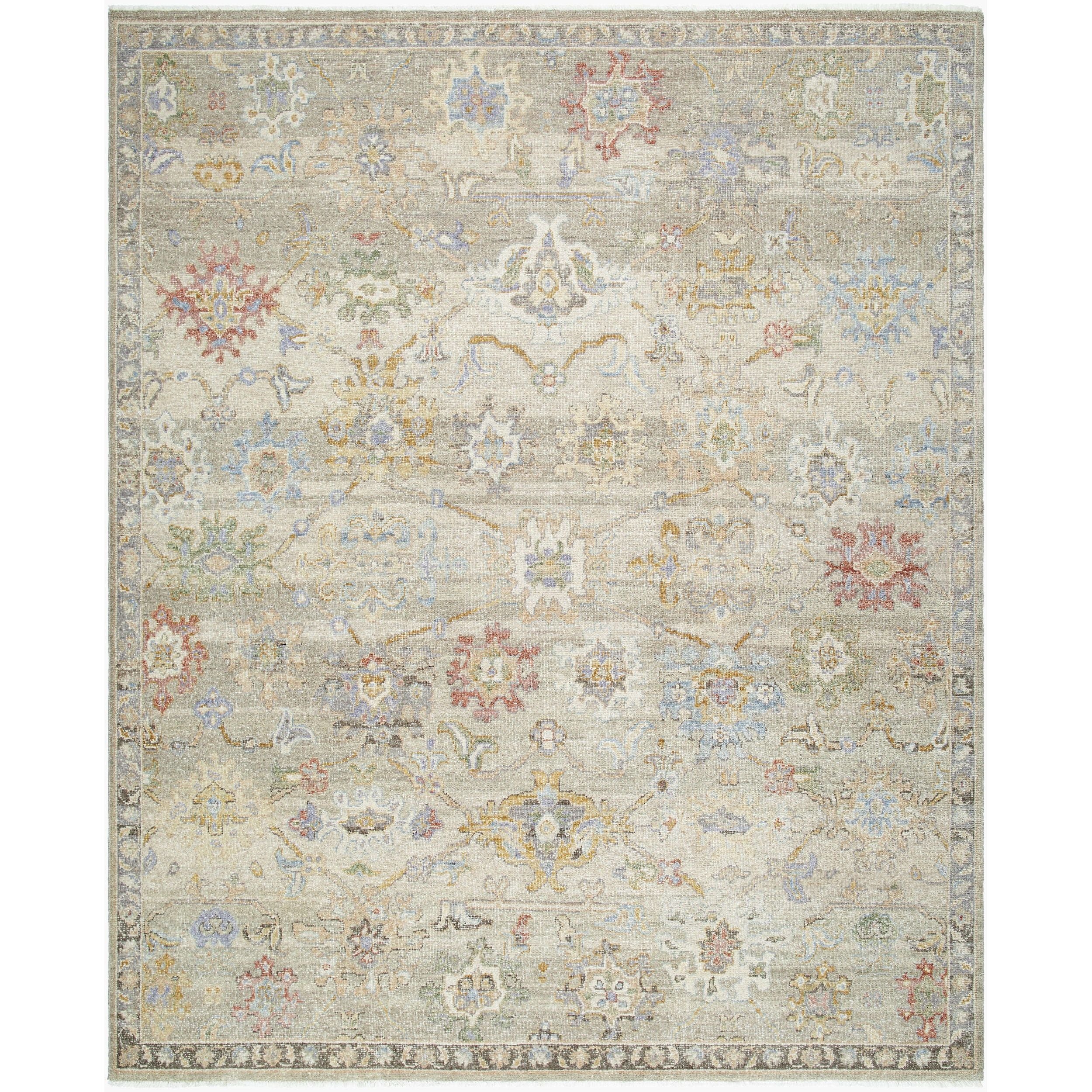 Surya Anelka ANK-2305 Hand Knotted Rug in pure wool, Ivory, Sage, Lavender, Mustard, Crimson, Sky Blue, Olive