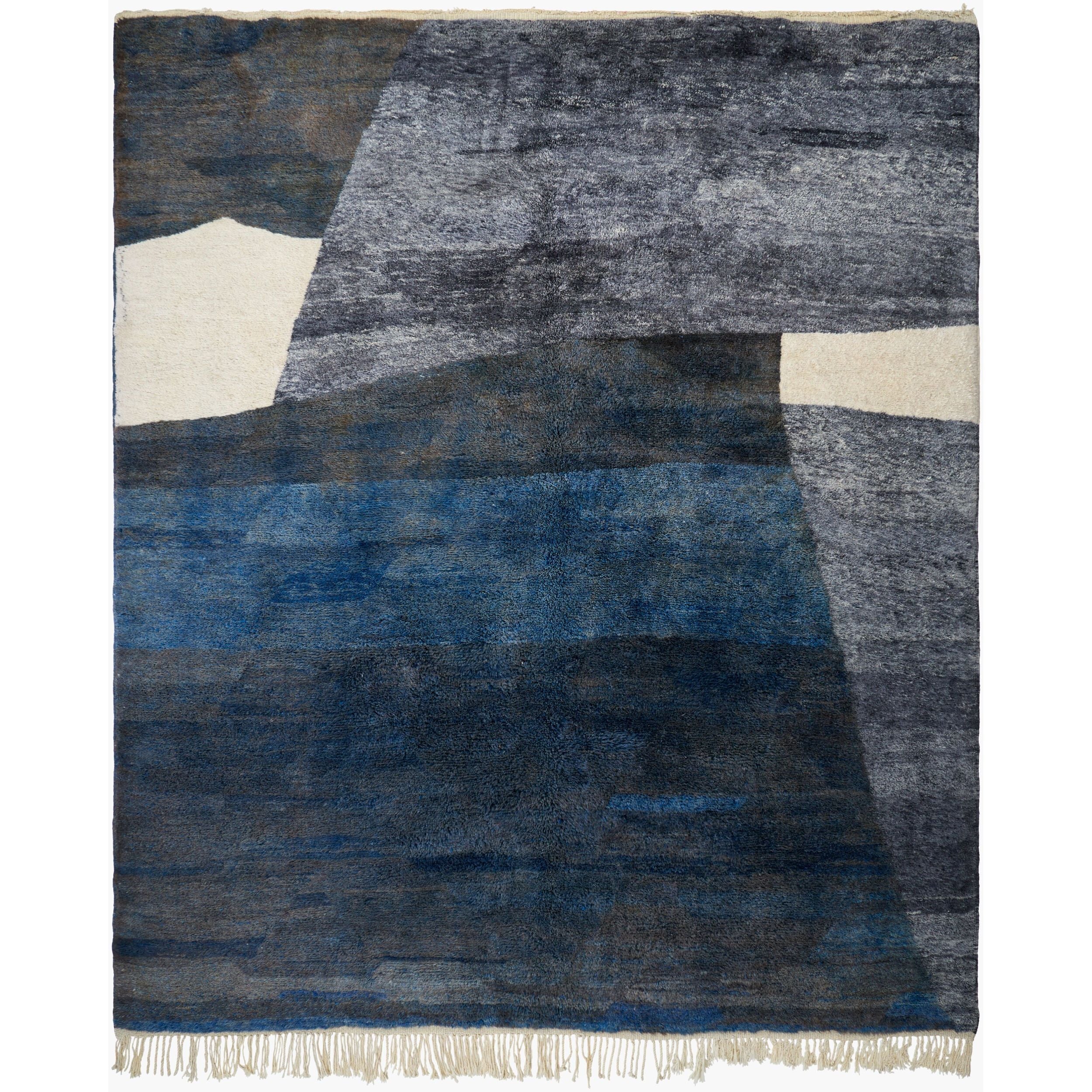 Surya Reproduction One of a Kind ROOAK-1009 Hand Woven Rug in indigo, slate gray, charcoal and ivory