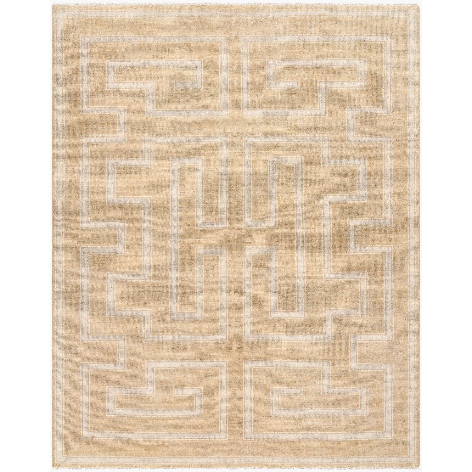 Surya Riviera RIV-2305 Hand Knotted Rug shown flat displaying its beige hand knotted design
