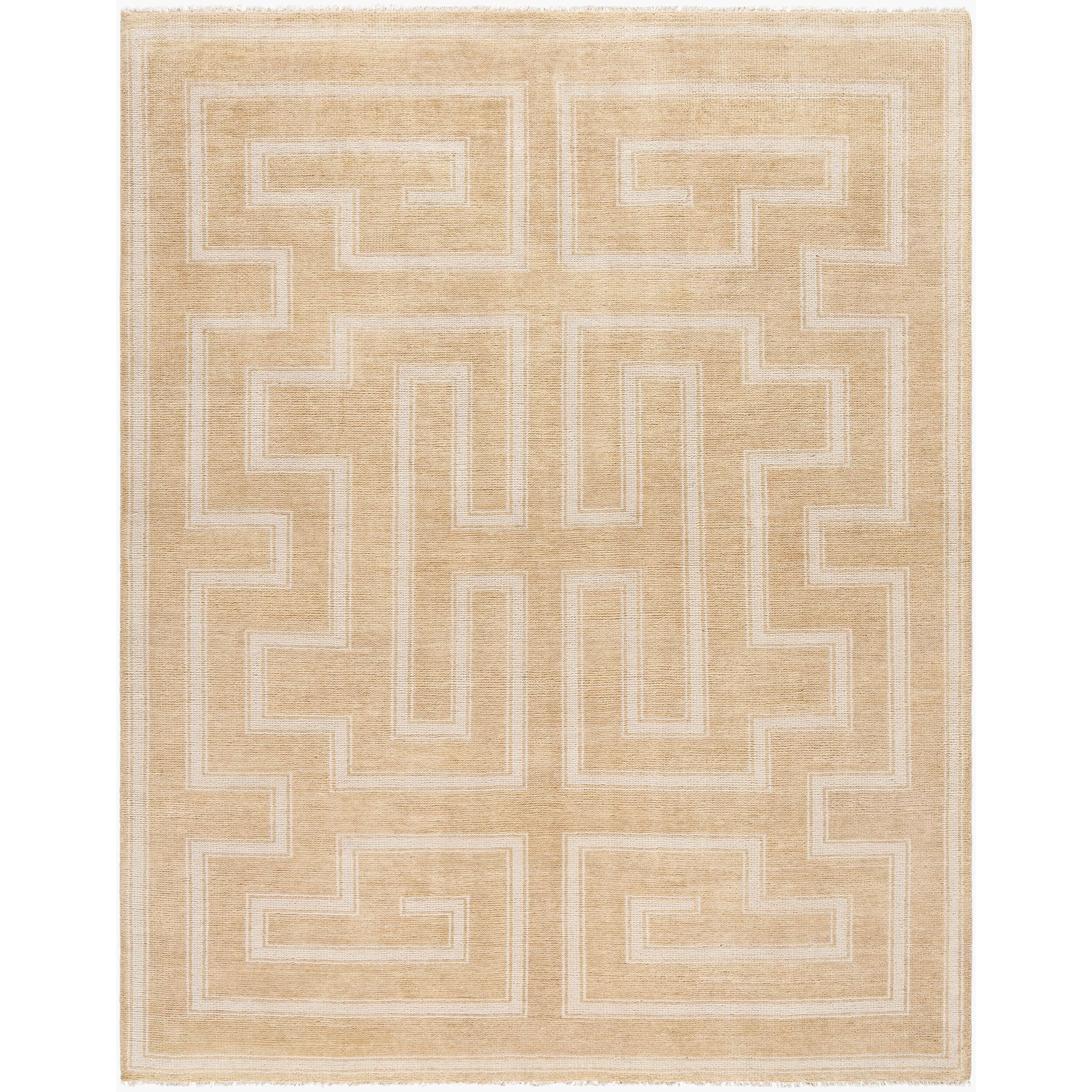 Surya Riviera RIV-2305 Hand Knotted Rug shown flat displaying its beige hand knotted design